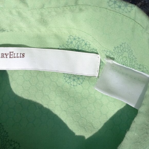 Perry Ellis Button Front Shirt Long Sleeves Green Honeycomb & Paisley Vintage L - Picture 9 of 15